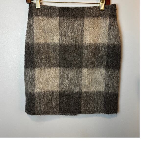 Talbots Gray Window Pane Buffalo Check Wool Blend 4 Petite Skirt Old Money - Picture 1 of 6